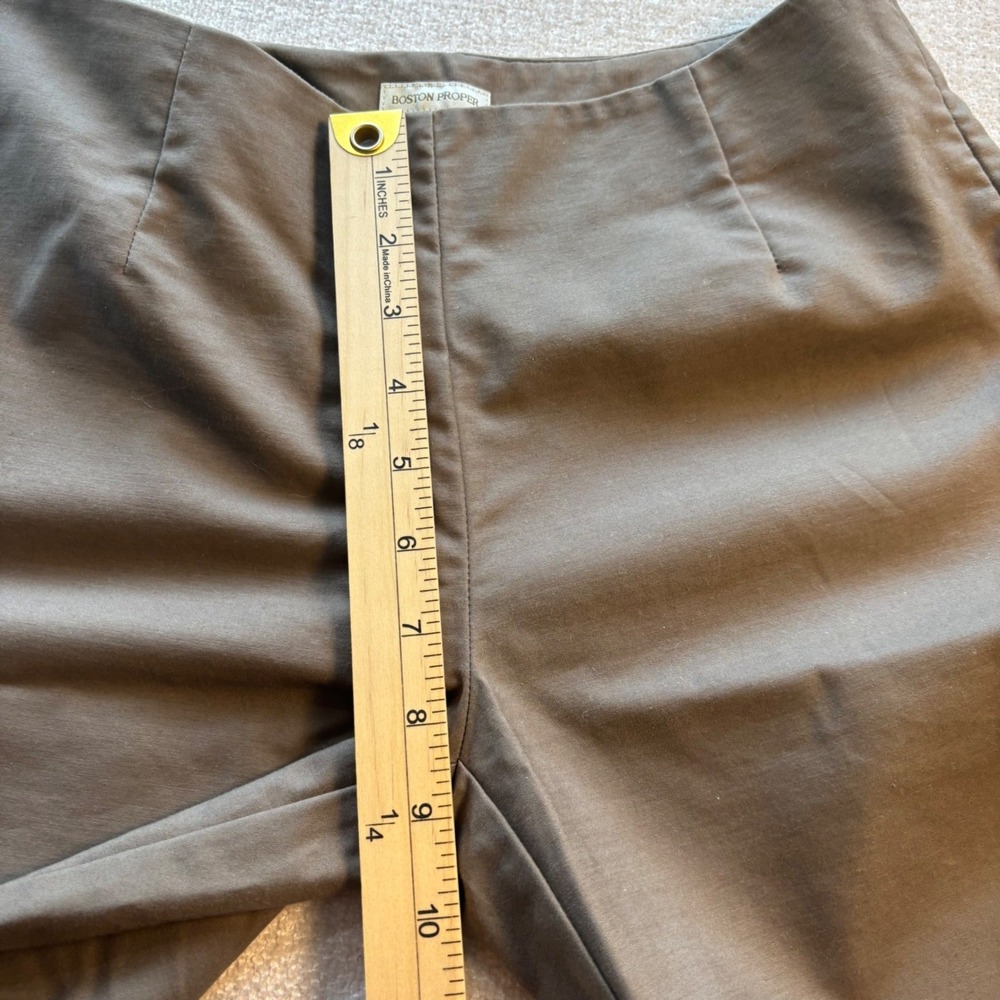 Boston Proper Women Brown Flare Leg Stretch Cotton Trousers Size 2 Olive Drab - Picture 7 of 9